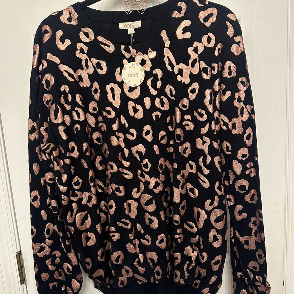 ODDY Leopard Copper Print Sweater Size M/L